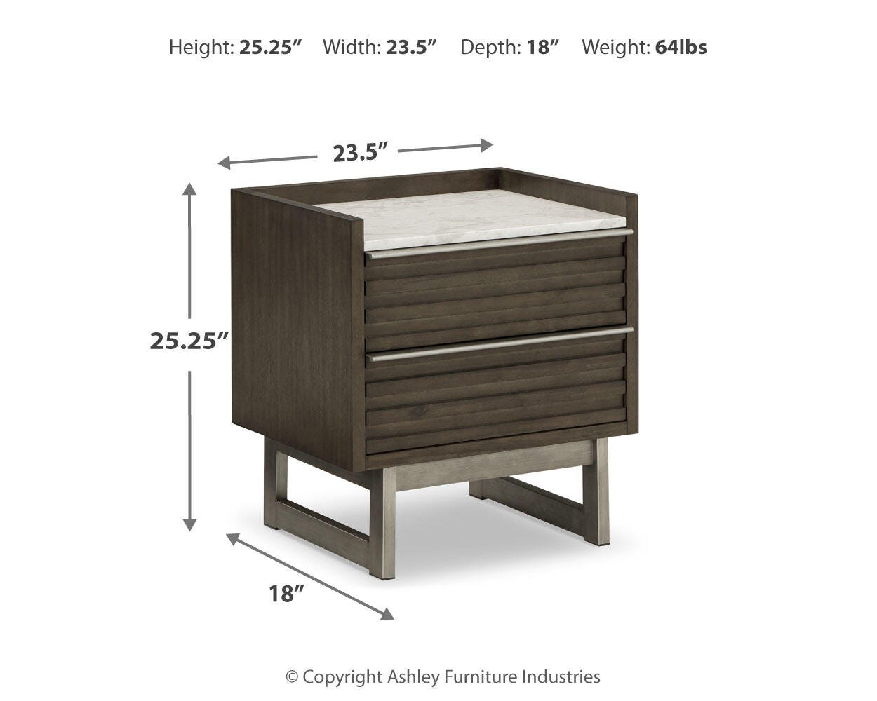 Ashley Arkenton Grayish Brown White Nightstand