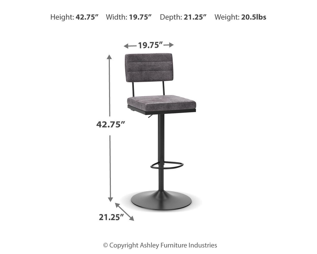 Ashley Strumford Gray Black Bar Height Barstool (Set of 2)