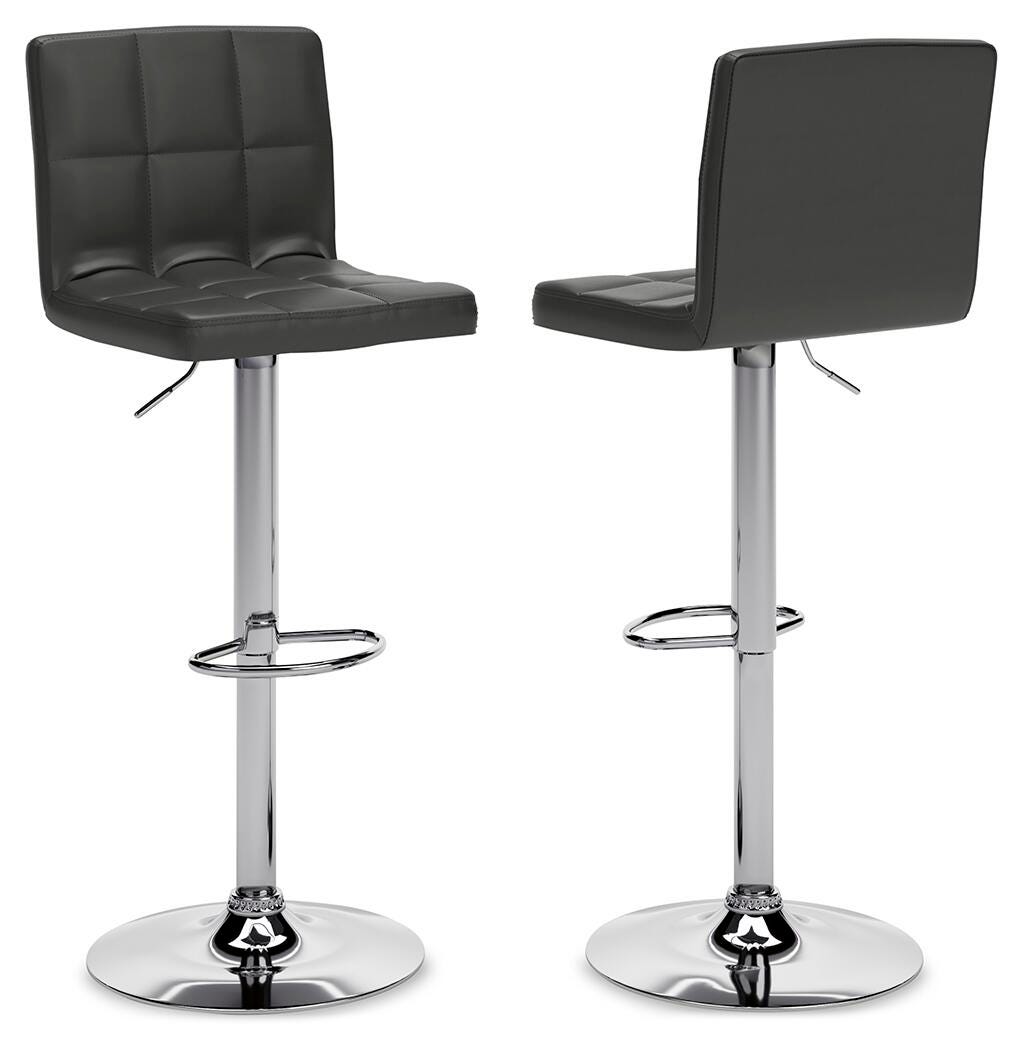 Ashley Bellatier Black Chrome Finish Adjustable Height Bar Stool (Set of 2)