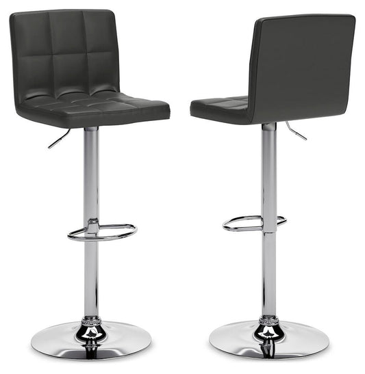 Ashley Bellatier Black Chrome Finish Adjustable Height Bar Stool (Set of 2)