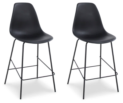 Ashley Forestead Black Counter Height Bar Stool (Set of 2)