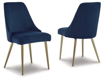 Ashley Wynora Blue Gold Finish Dining Chair (Set of 2)