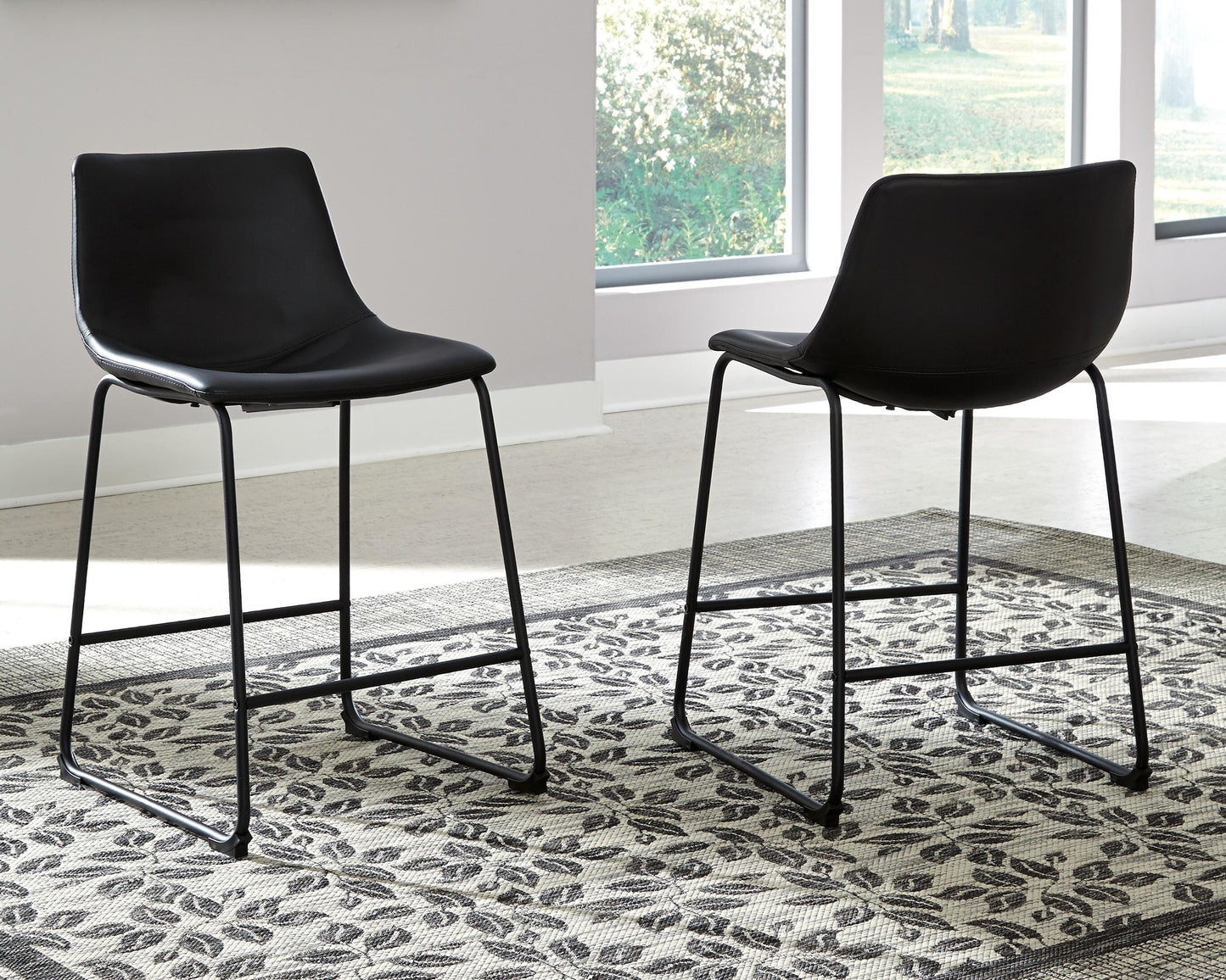 Ashley Centiar Black Counter Height Bar Stool (Set of 2)