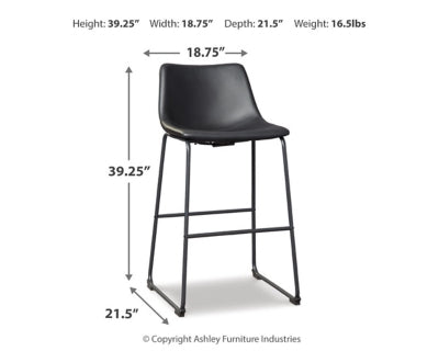 Ashley Centiar Black Pub Height Bar Stool (Set of 2)