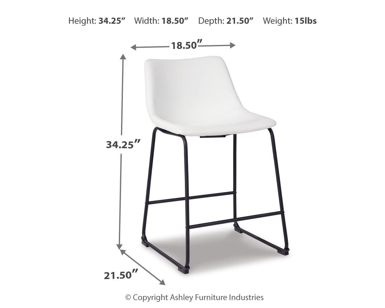 Ashley Centiar White Counter Height Bar Stool (Set of 2)