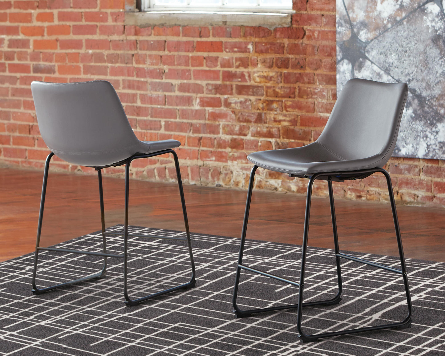 Ashley Centiar Gray Counter Height Bar Stool (Set of 2)