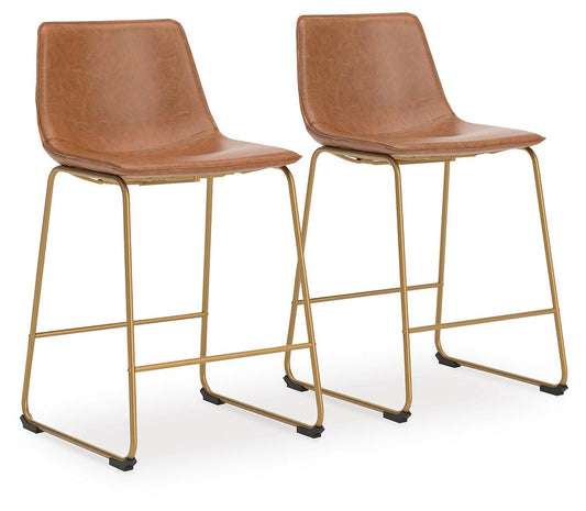Ashley Crandox Brown Gold Counter Height Barstool (Set of 2)