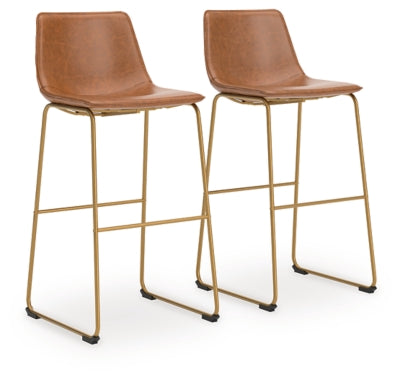 Ashley Crandox Brown Gold Bar Height Bar Stool (Set of 2)