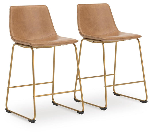 Ashley Crandox Toast Gold Counter Height Barstool (Set of 2)