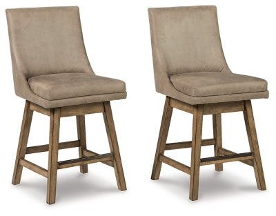 Ashley Tallenger Beige Counter Height Bar Stool (Set of 2)