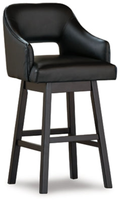 Ashley Tallenger Black Dark Brown Bar Height Bar Stool (Set of 2)