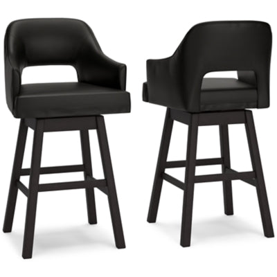 Ashley Tallenger Black Dark Brown Bar Height Bar Stool (Set of 2)