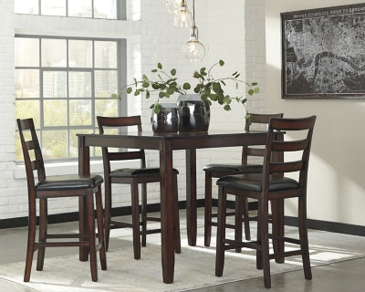 Ashley Coviar Brown Counter Height Dining Table and Bar Stools (Set of 5)