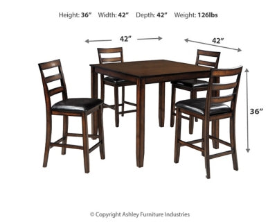 Ashley Coviar Brown Counter Height Dining Table and Bar Stools (Set of 5)