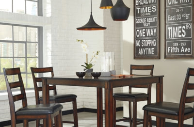 Ashley Coviar Brown Counter Height Dining Table and Bar Stools (Set of 5)
