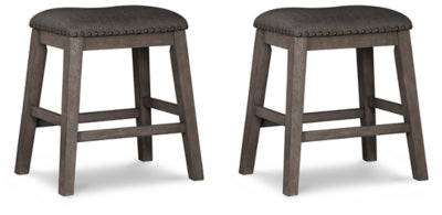 Ashley Caitbrook Gray Counter Height Upholstered Bar Stool (Set of 2)