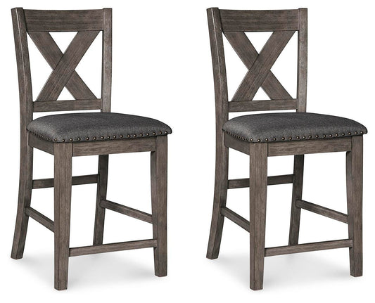 Ashley Caitbrook Gray Counter Height Upholstered Barstools (Set of 2)