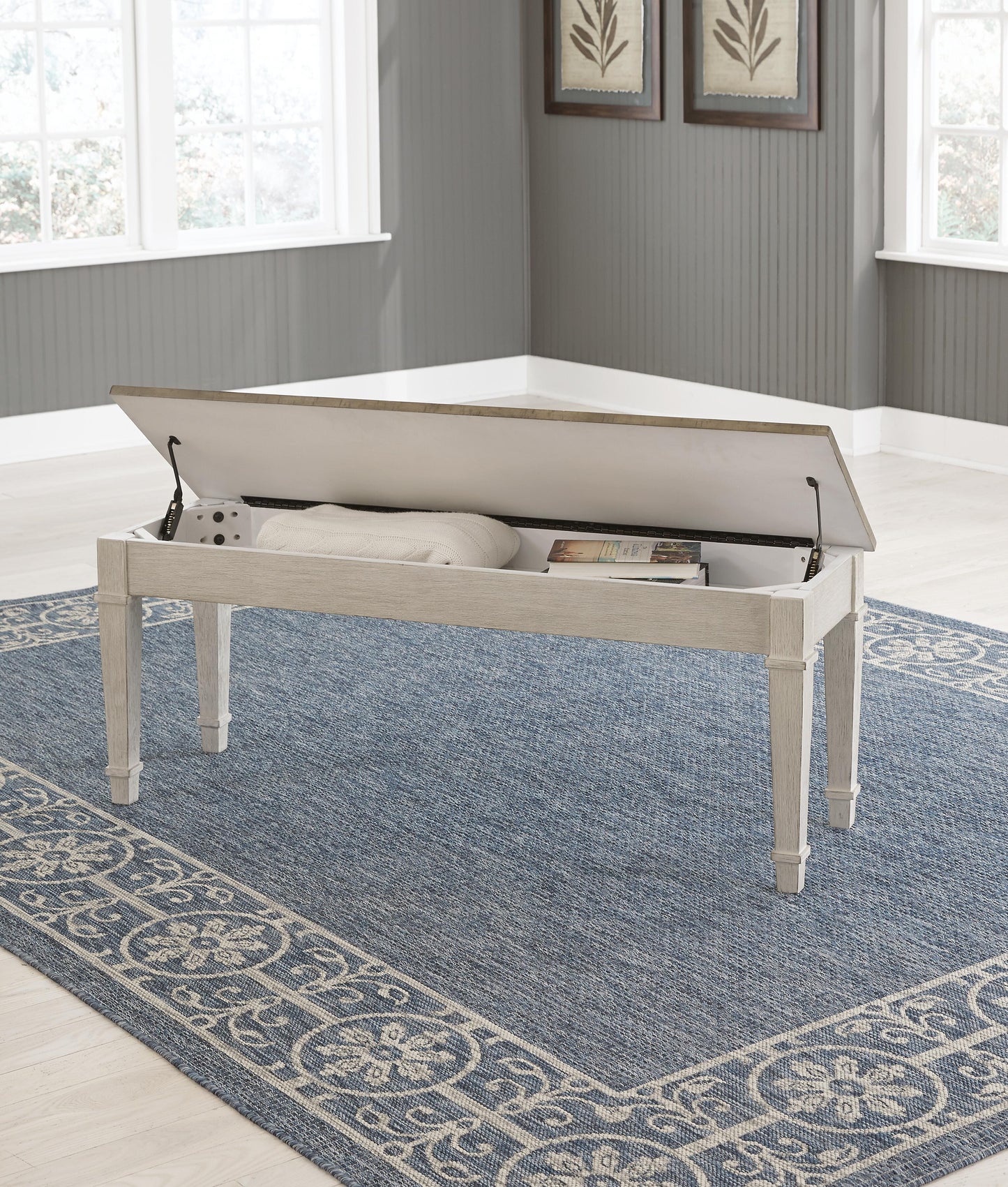 Ashley Skempton White Light Brown Storage Bench