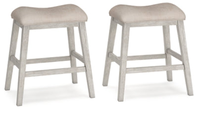 Ashley Skempton White Light Brown Counter Height Bar Stools (Set of 2)