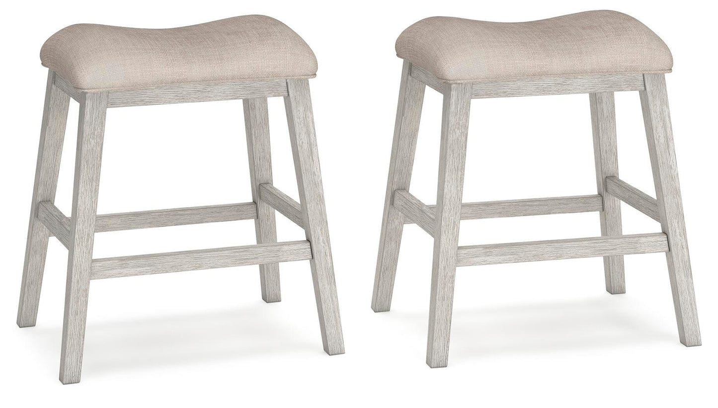 Ashley Skempton White Light Brown Counter Height Bar Stool (Set of 2)