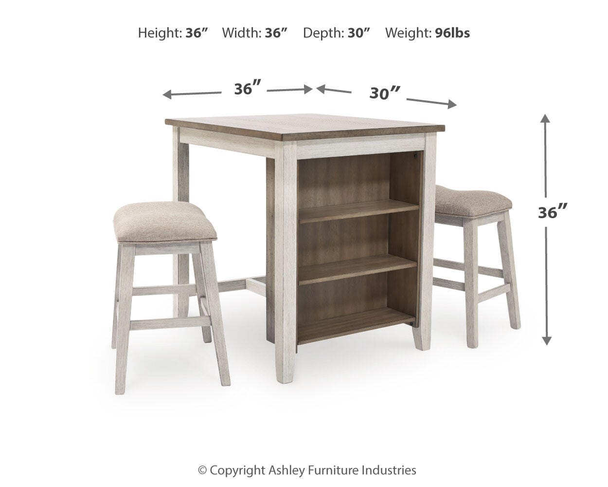 Ashley Skempton White Light Brown Counter Height Dining Table and Bar Stools (Set of 3)