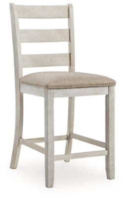 Ashley Skempton White Light Brown Counter Height Bar Stool (Set of 2)