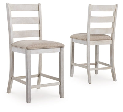 Ashley Skempton White Light Brown Counter Height Bar Stool (Set of 2)