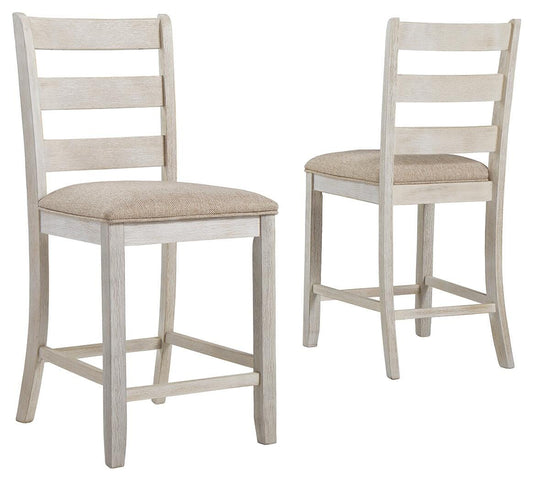 Ashley Skempton White Light Brown Counter Height Bar Stool (Set of 2)