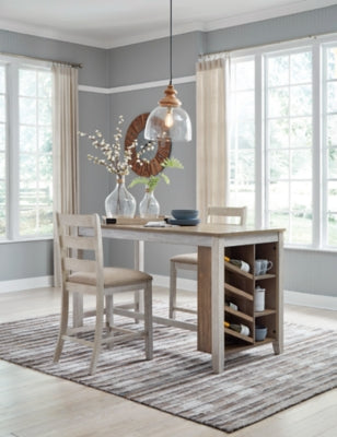 Ashley Skempton White Light Brown Counter Height Dining Table