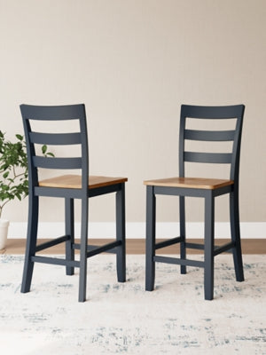 Ashley Gesthaven Natural Blue Counter Height Barstool (Set of 2)