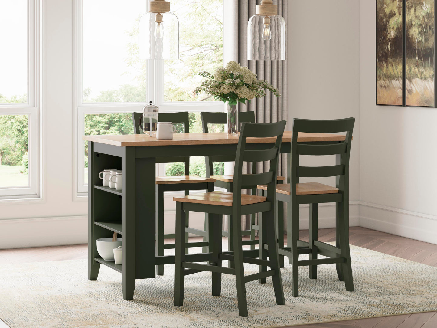 Ashley Gesthaven Natural Green Counter Height Dining Table