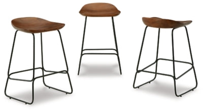 Ashley Wilinruck Brown Black Counter Height Stool (Set of 3)