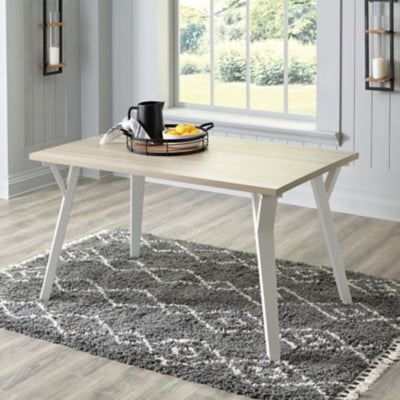 Ashley Grannen White /Natural Rectangular Dining Table