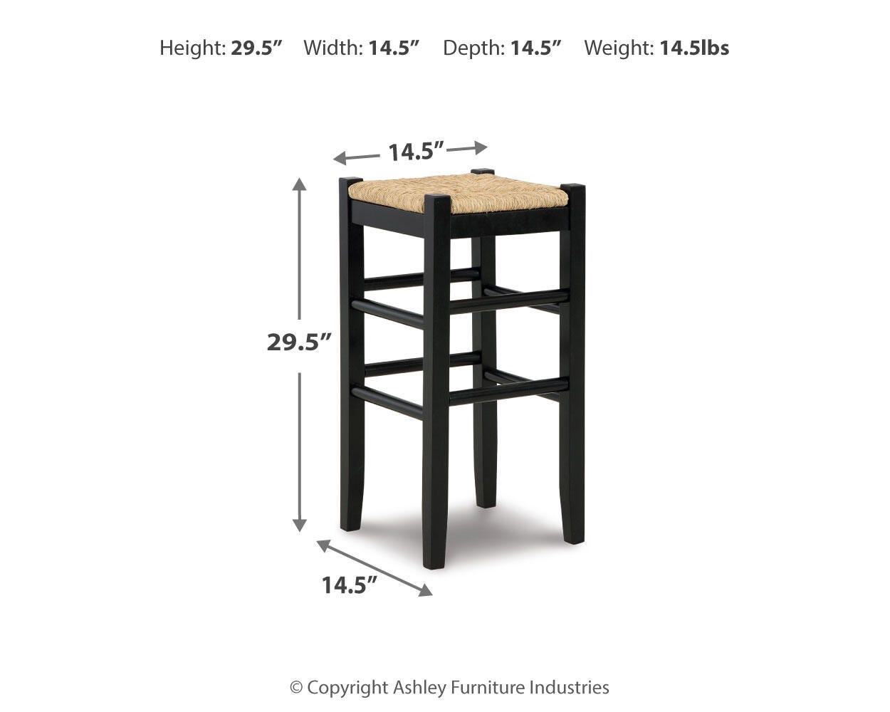 Ashley Mirimyn Black Bar Height Bar Stool (Set of 2)