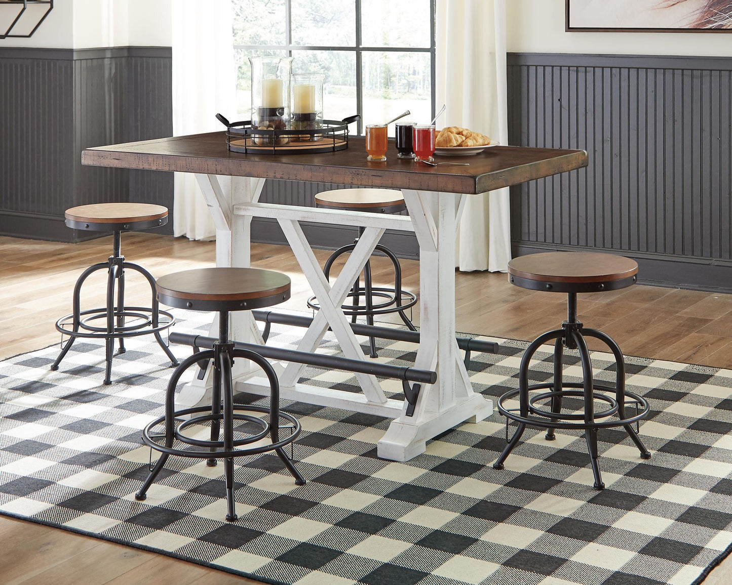 Ashley Valebeck White Brown Counter Height Dining Table