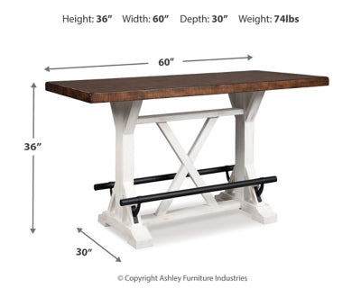 Ashley Valebeck White Brown Counter Height Dining Table