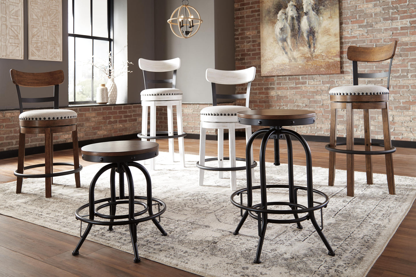 Ashley Valebeck White Bar Height Bar Stool