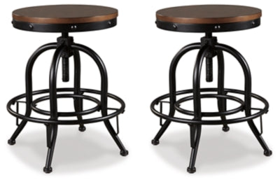 Ashley Valebeck Brown Black Counter Height Bar Stool (Set of 2)