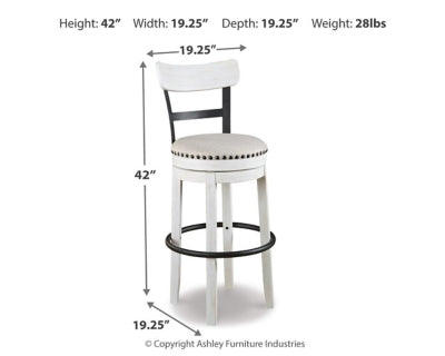 Ashley Valebeck White Bar Height Bar Stool