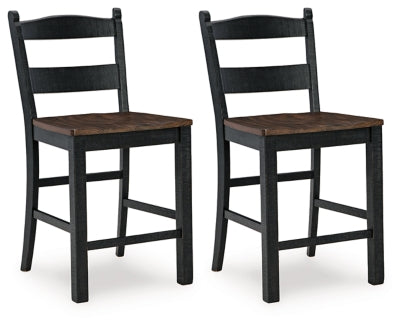 Ashley Valebeck Black Brown Counter Height Barstool (Set of 2)