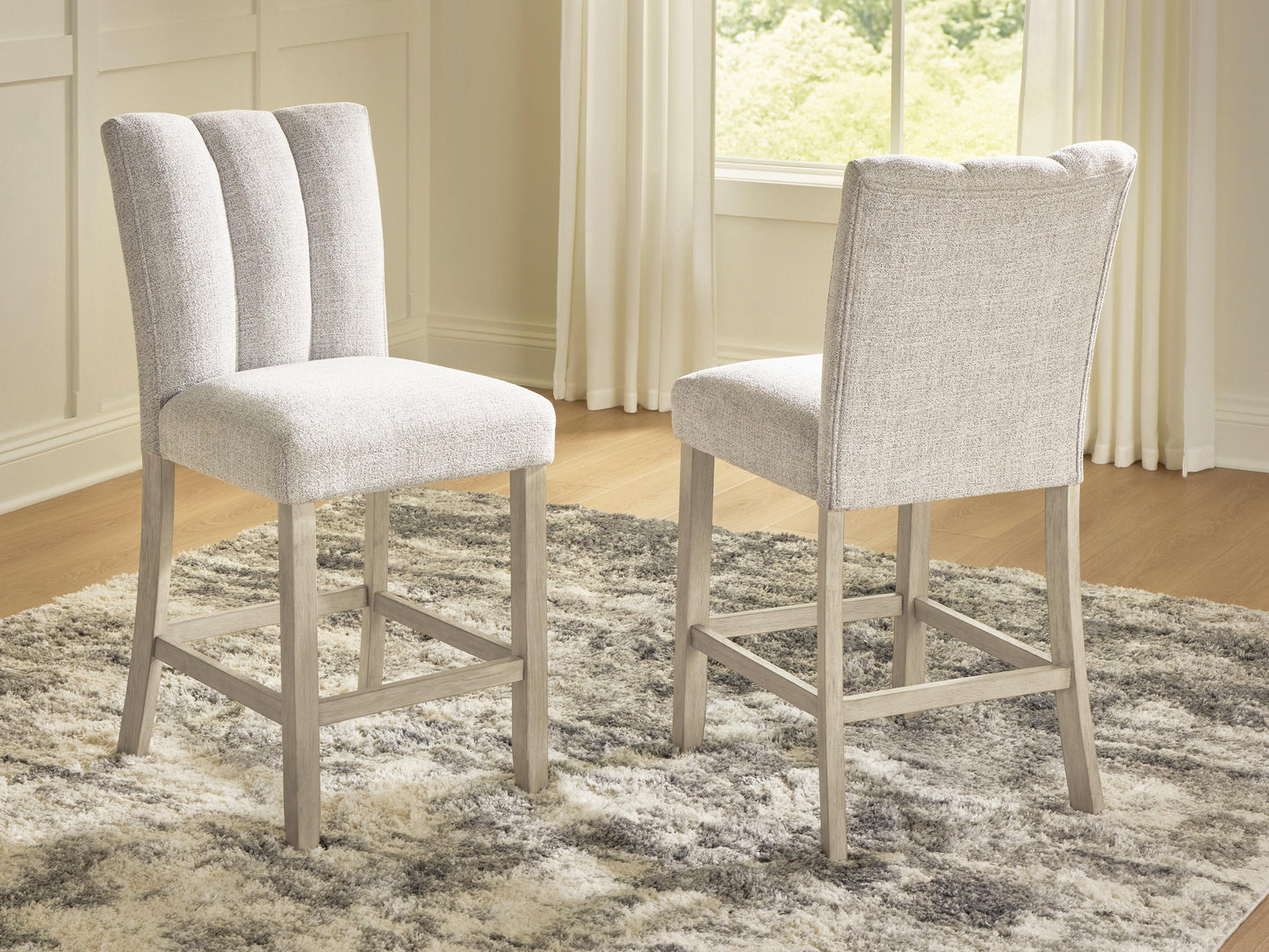 Ashley Karmenton Bisque Counter Height Barstool (Set of 2)