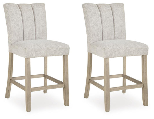Ashley Karmenton Bisque Counter Height Barstool (Set of 2)