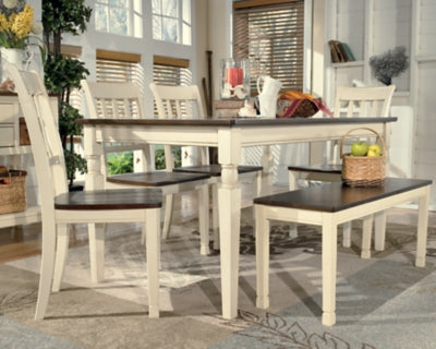 Ashley Whitesburg Brown Cottage White Dining Bench