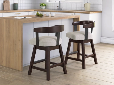 Ashley Haddigan Dark Brown Counter Height Barstool (Set of 2)