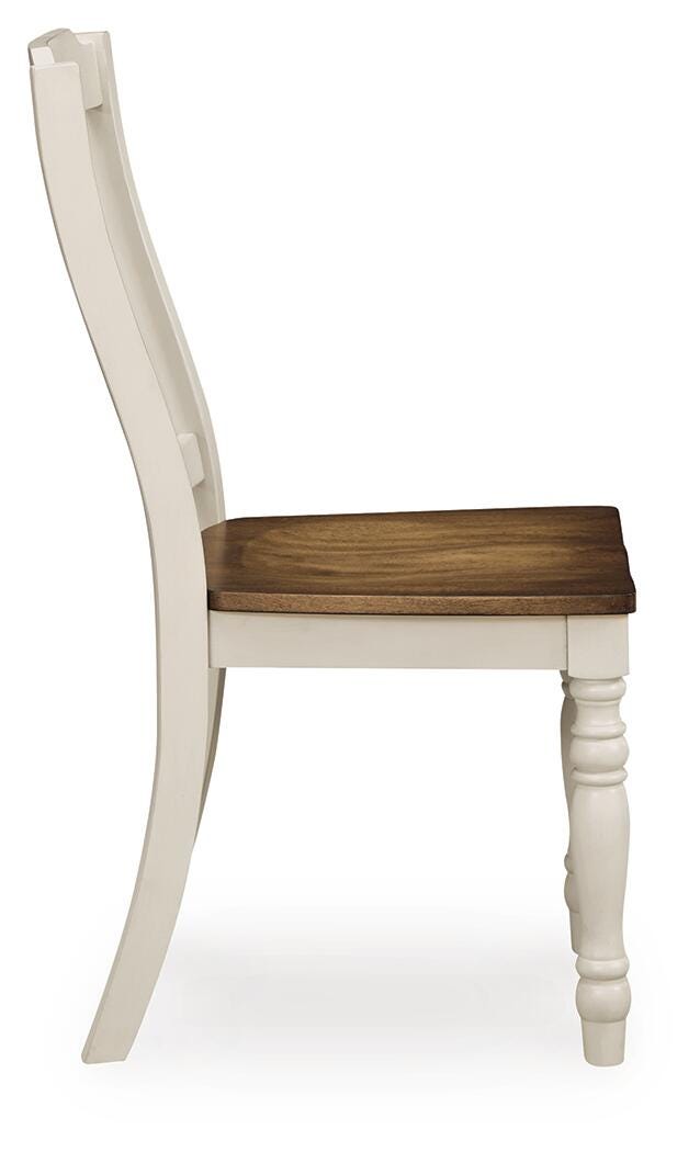 Ashley Mellintine Antique White Brown Dining Chair (Set of 2)