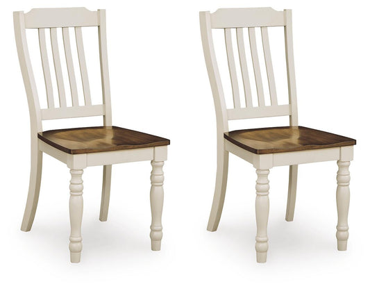 Ashley Mellintine Antique White Brown Dining Chair (Set of 2)