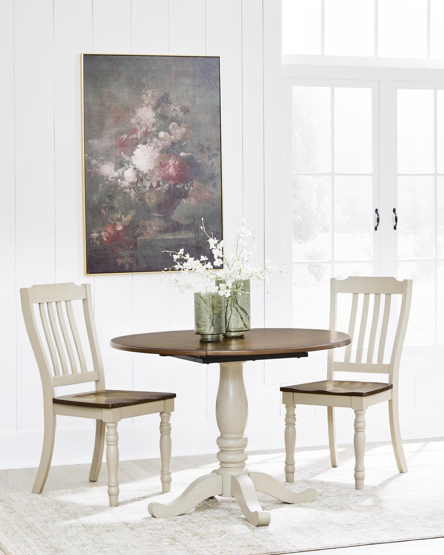 Ashley Mellintine Antique White Brown Dining Chair (Set of 2)