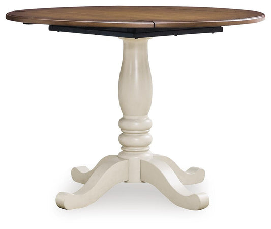 Ashley Mellintine Antique White Brown Dining Drop Leaf Table
