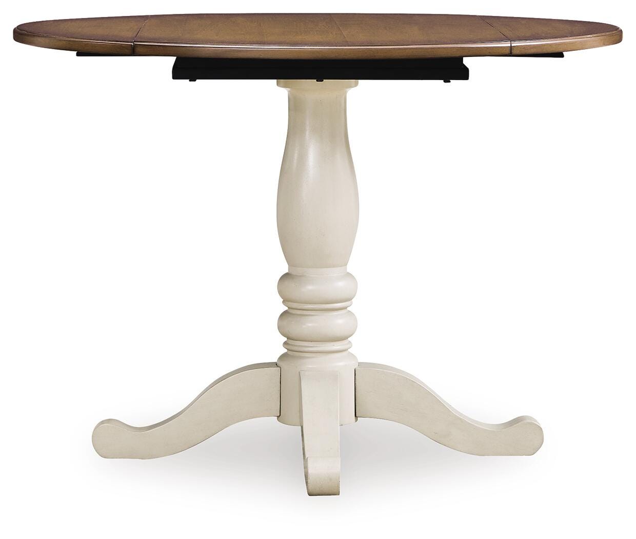 Ashley Mellintine Antique White Brown Dining Drop Leaf Table