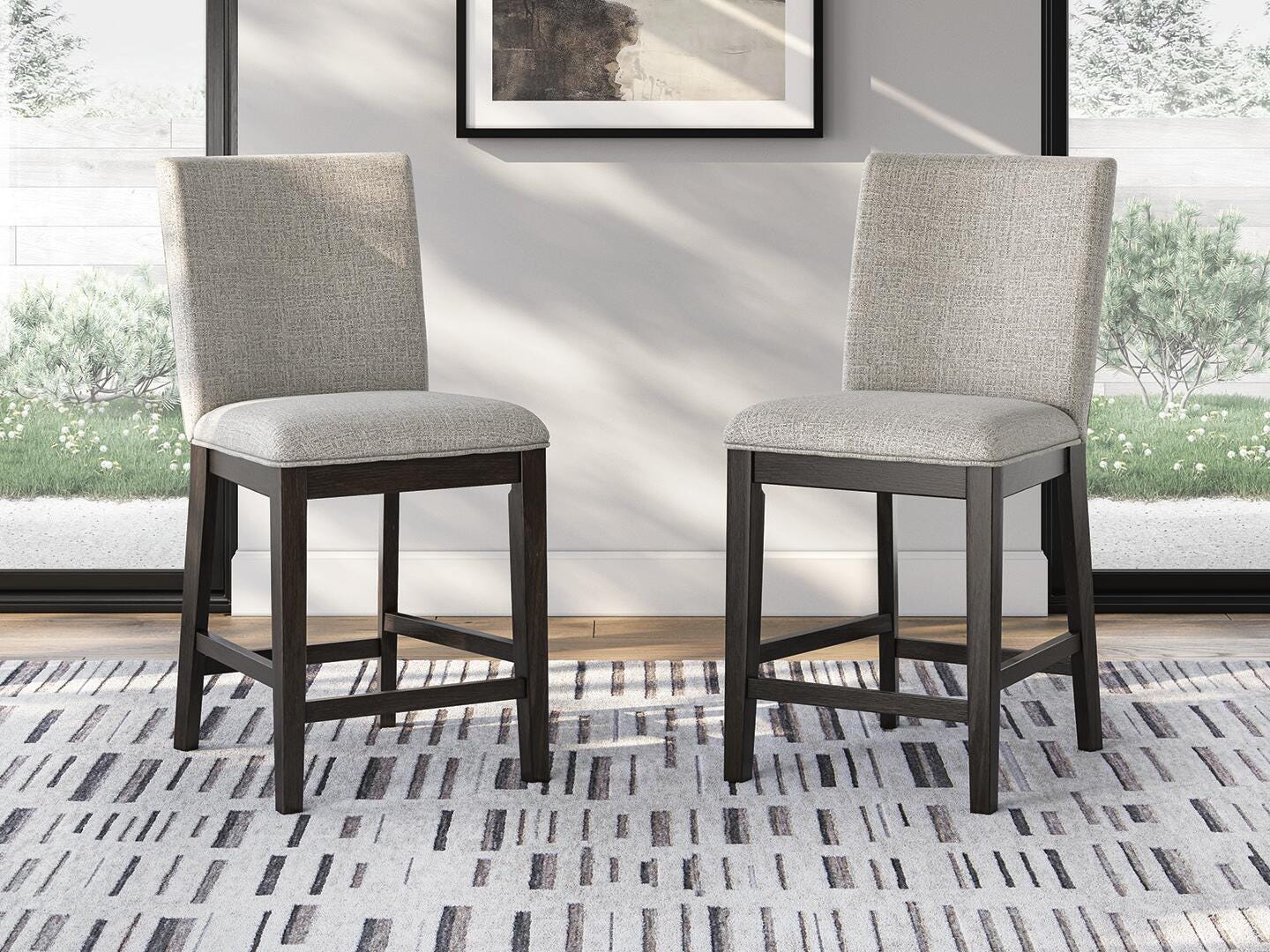 Ashley Neymorton Dark Grayish Brown Counter Height Barstool (Set of 2)